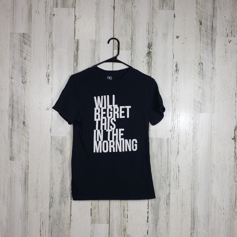 express will regret this in the morning, black white womens tshirt size XS